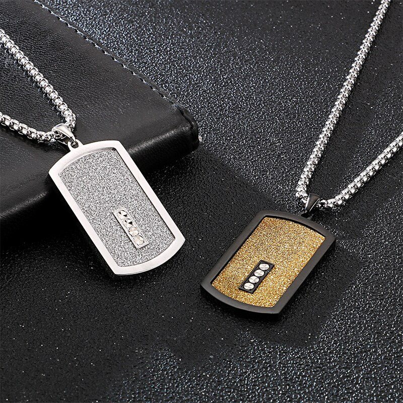 Iced Out Dogtag Pendant Necklace