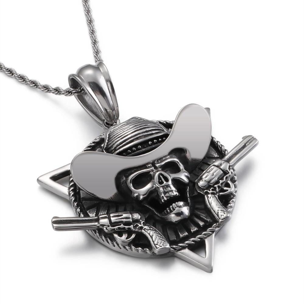 Skull Cowboy Roughneck Showdown Pendant