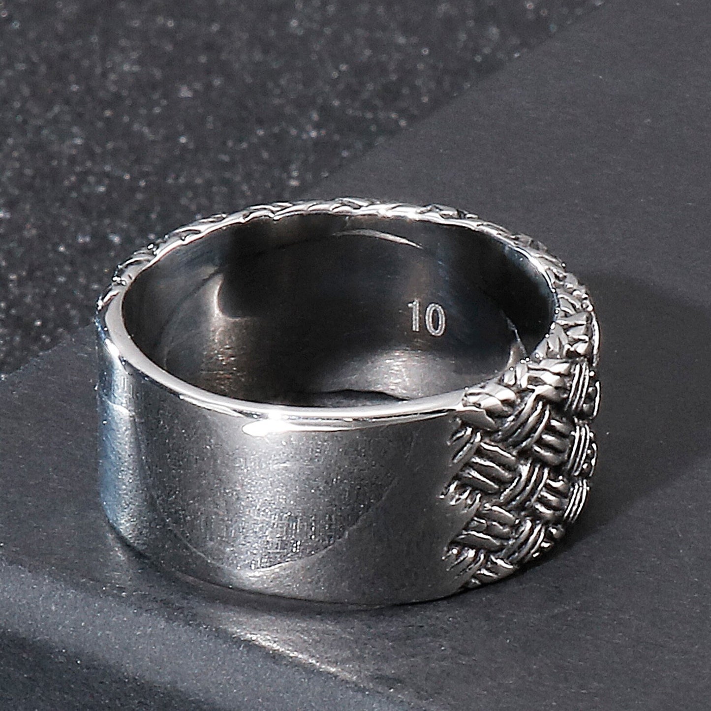 Woven Steel Signature Statement Ring