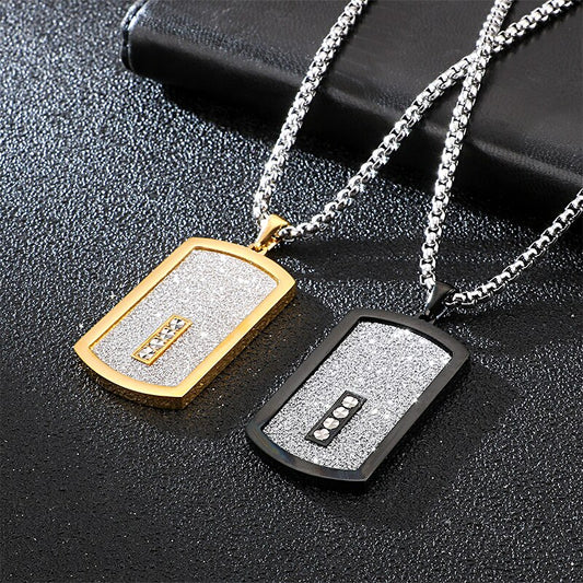 Iced Out Dogtag Pendant Necklace