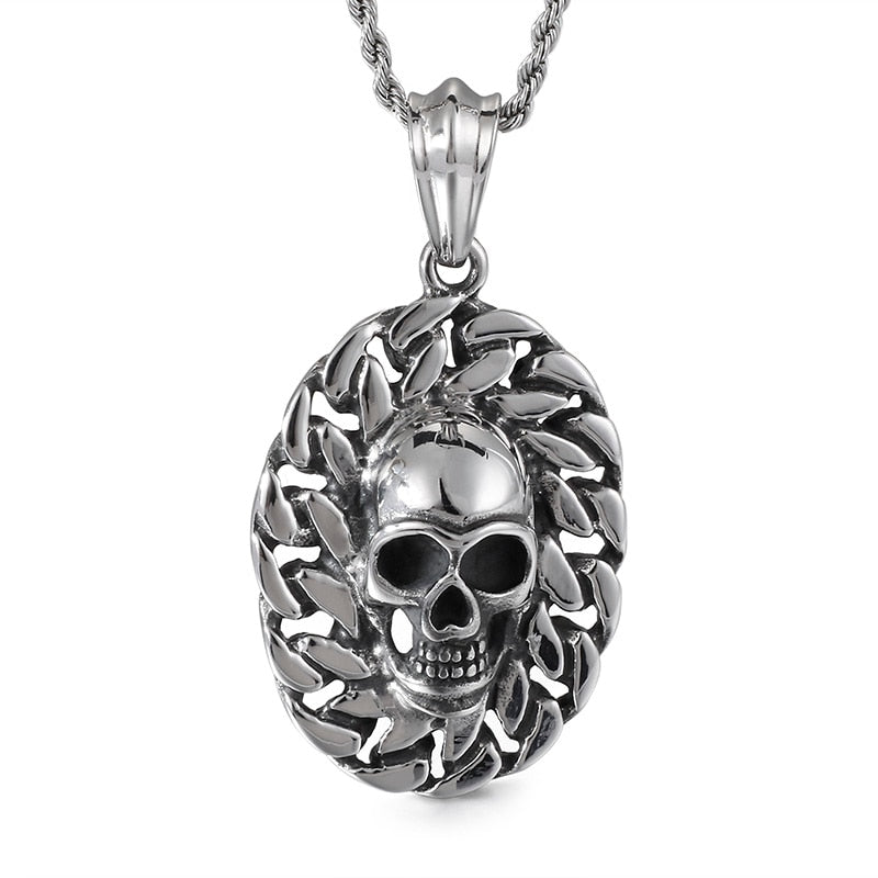 Chained Skull Pendant Necklace