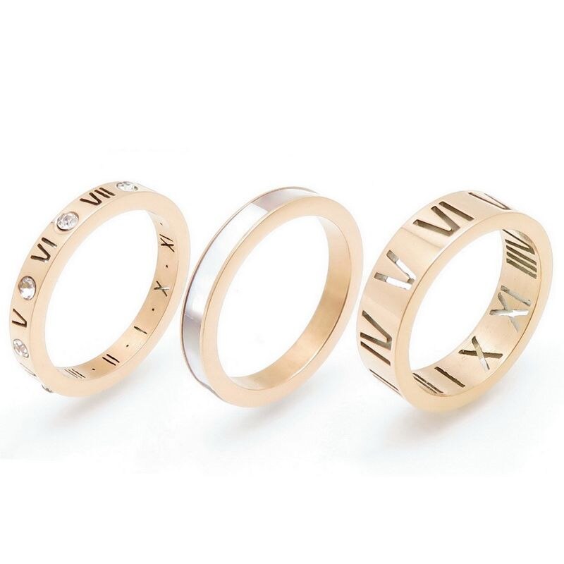 Thinset Titanium Steel Roman Numeral Ring