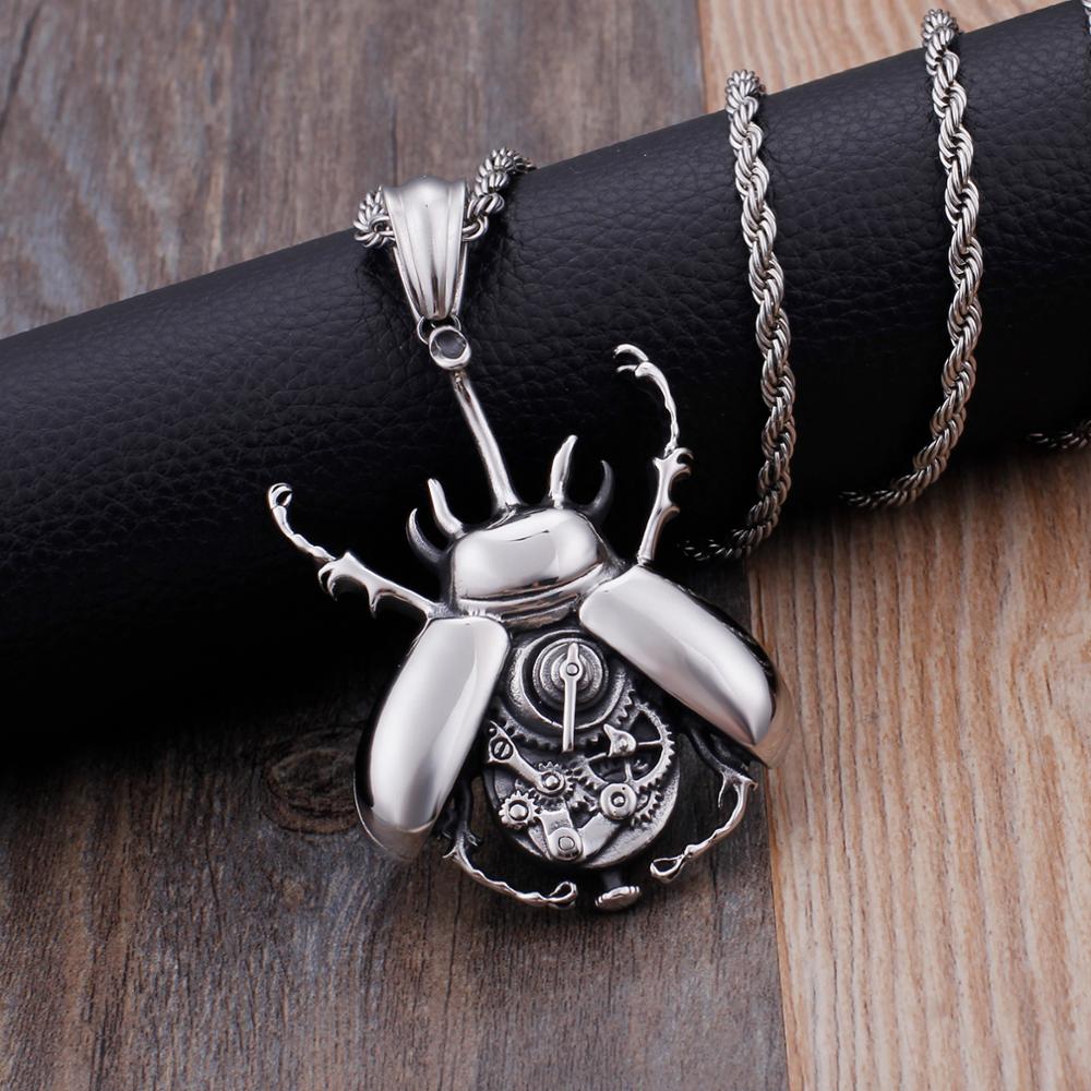 Clockwork Beetle Steampunk Pendant Necklace