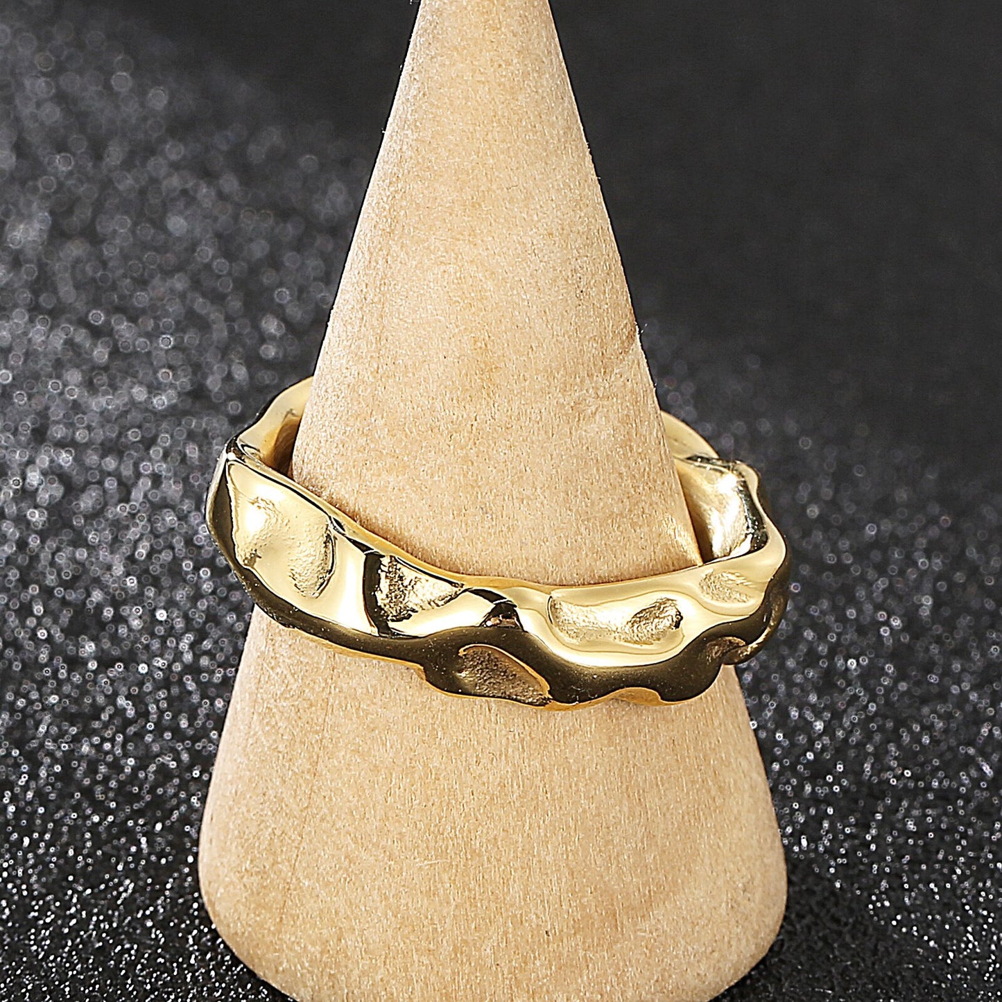 Molten Gold Raw-Hammered Signet Ring