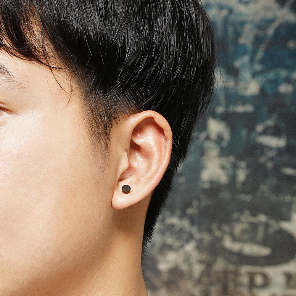 Black Round Stud Earrings for Women or Men Dumbbell Earring - Etsy Singapore