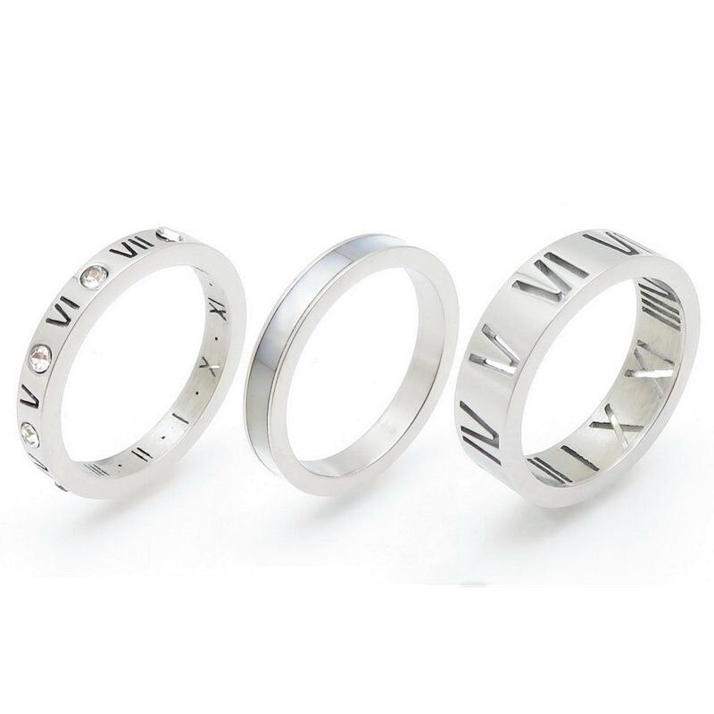 Thinset Titanium Steel Roman Numeral Ring