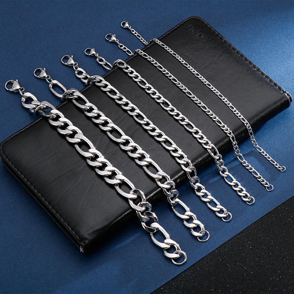 Stately Figaro Chain Steel Bracelet