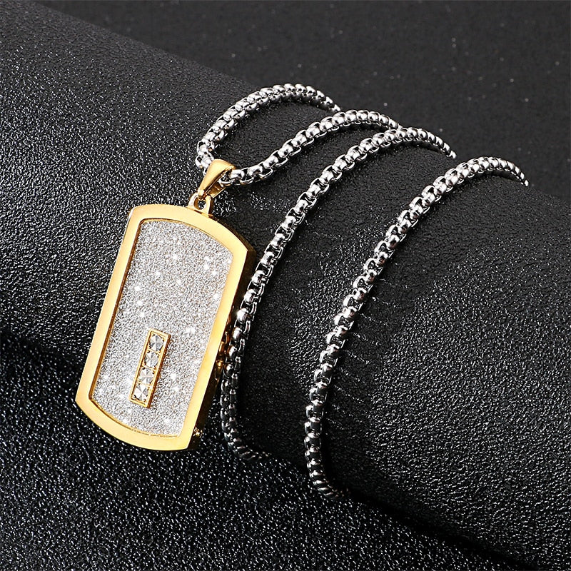 Iced Out Dogtag Pendant Necklace