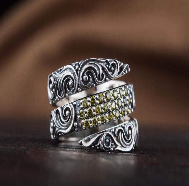 Norse Snake Style Spiral Ring in Sterling Silver