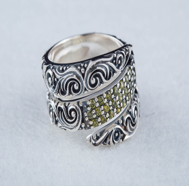 Norse Snake Style Spiral Ring in Sterling Silver