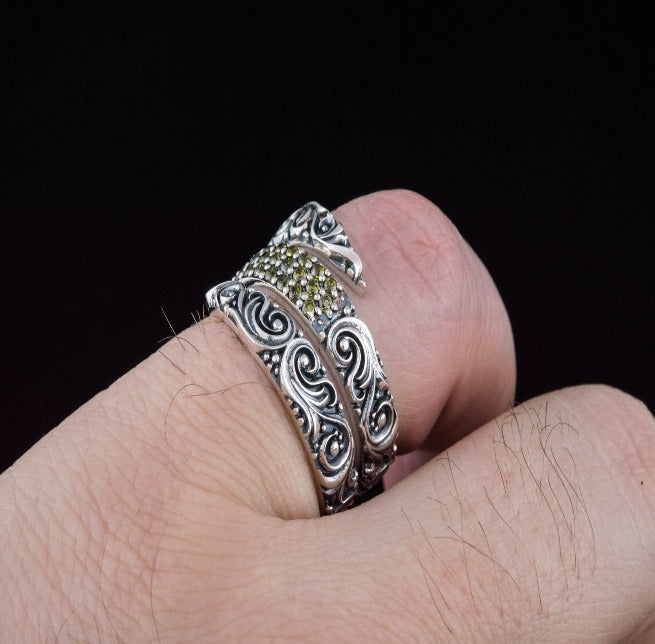 Norse Snake Style Spiral Ring in Sterling Silver