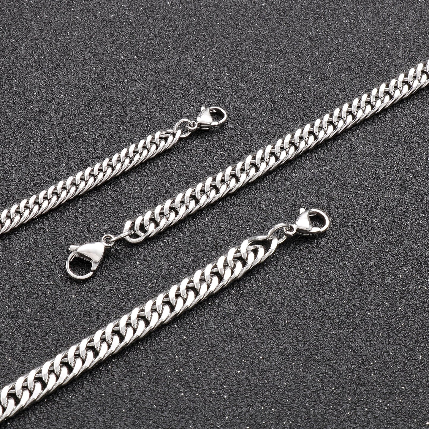 Slim Gauge Long Curb Chain Statement Necklace