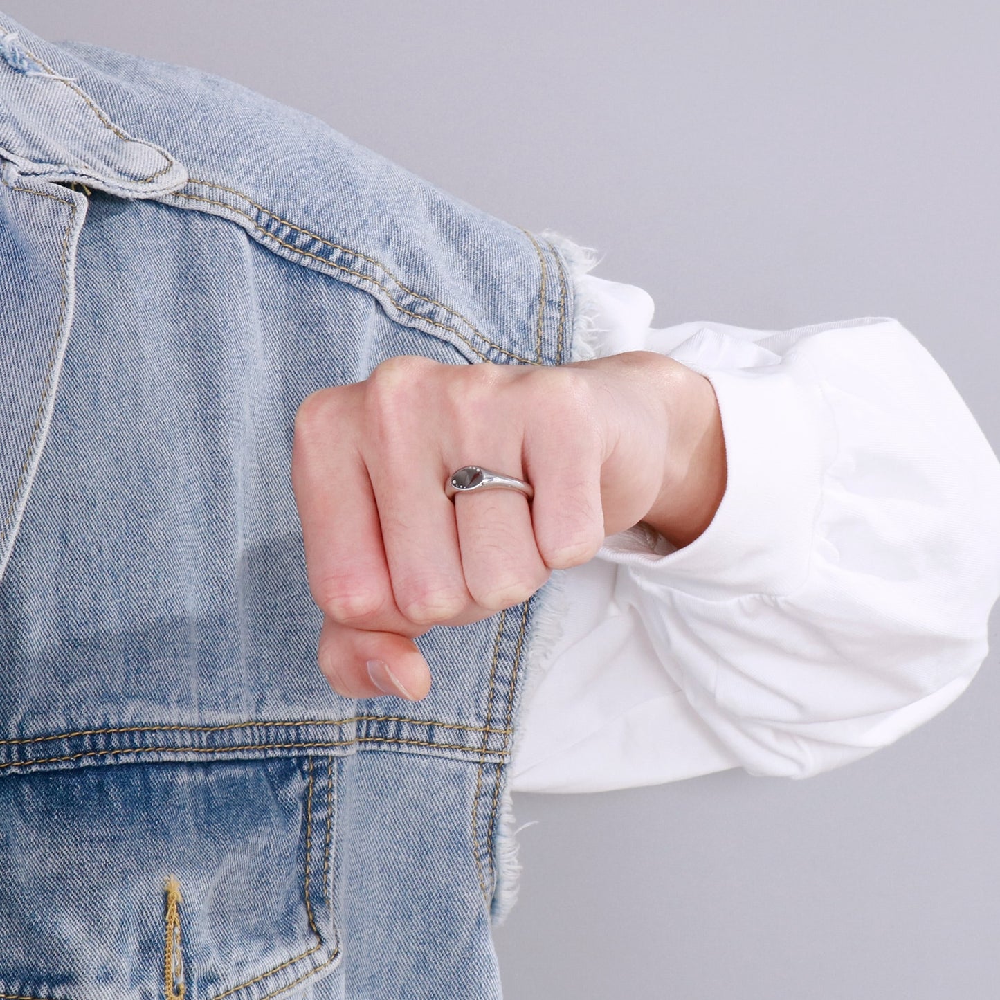 Couple's Matching Sleek Siver-Cast Ring Set