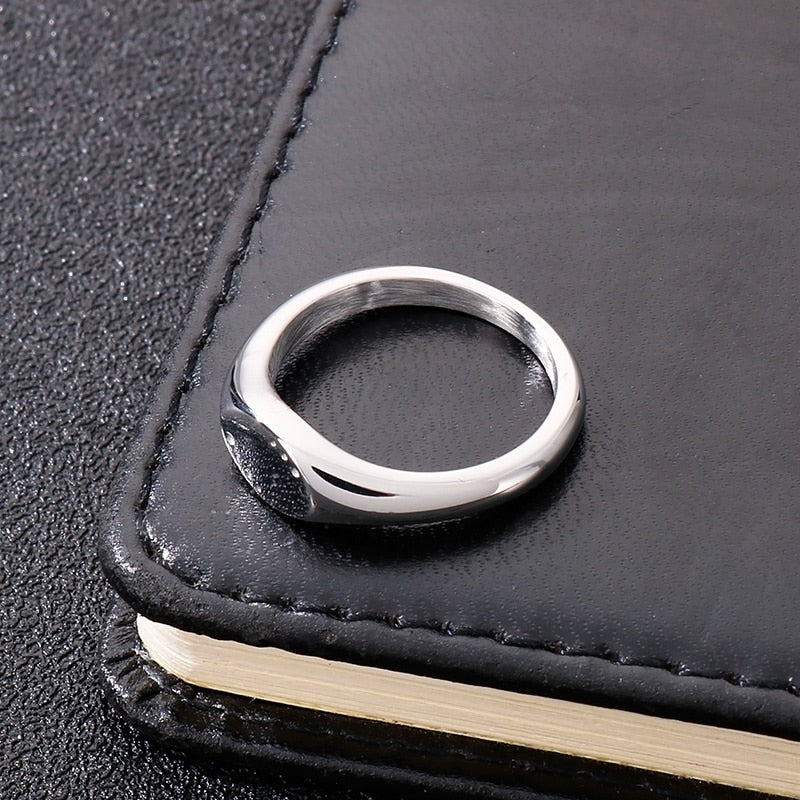 Couple's Matching Sleek Siver-Cast Ring Set