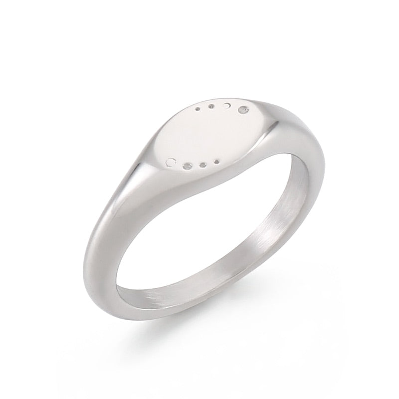 Couple's Matching Sleek Siver-Cast Ring Set