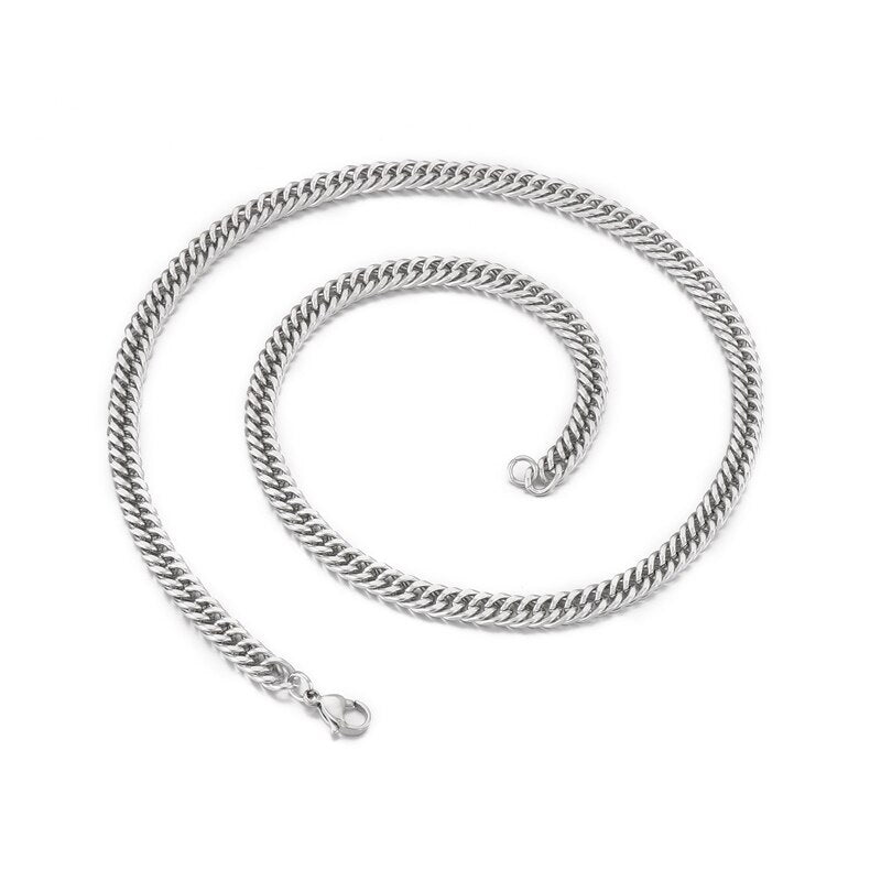 Slim Gauge Long Curb Chain Statement Necklace