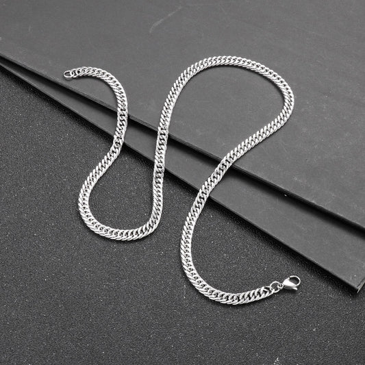 Slim Gauge Long Curb Chain Statement Necklace