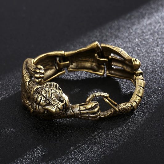 Antiqued Gold Segmented Tiger Totem Bracelet
