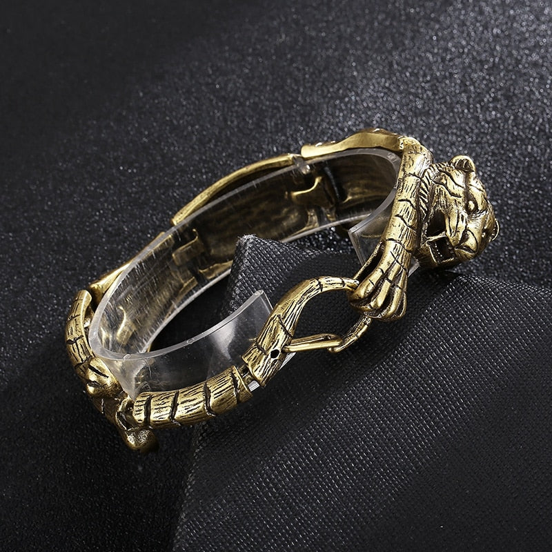 Antiqued Gold Segmented Tiger Totem Bracelet